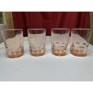 Set of 4 Vintage 4" Pink Depression Glass Glasses Arcoroc France  (RR38)‎